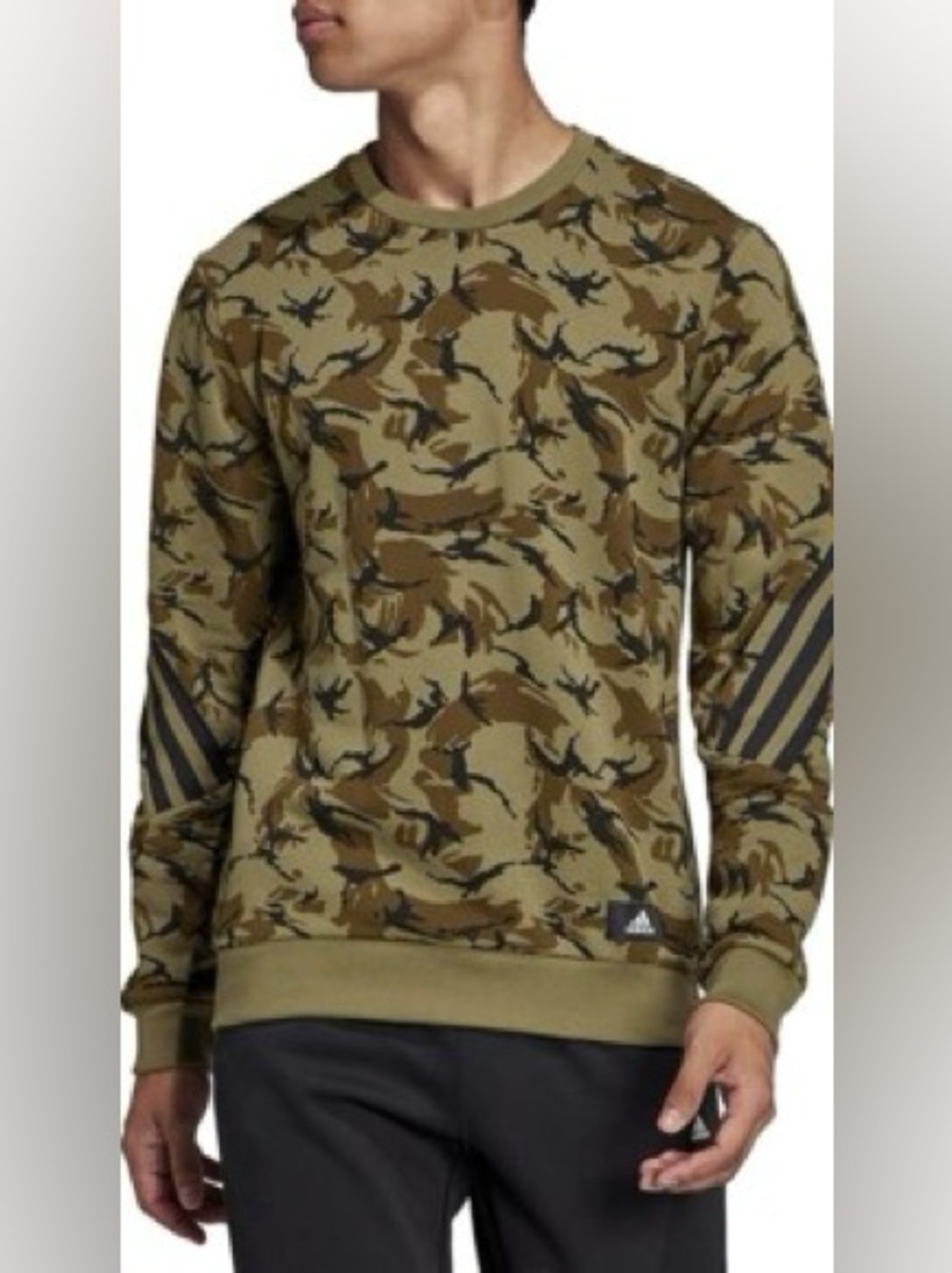 EUC ADIDAS SPORTSWEAR FUTURE ICONS OLIVE CAMO GRAPHIC SWEATSHIRT Size 2XL